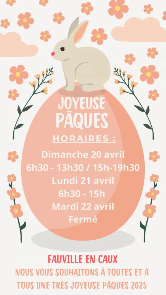 MENU et horaires Pâques