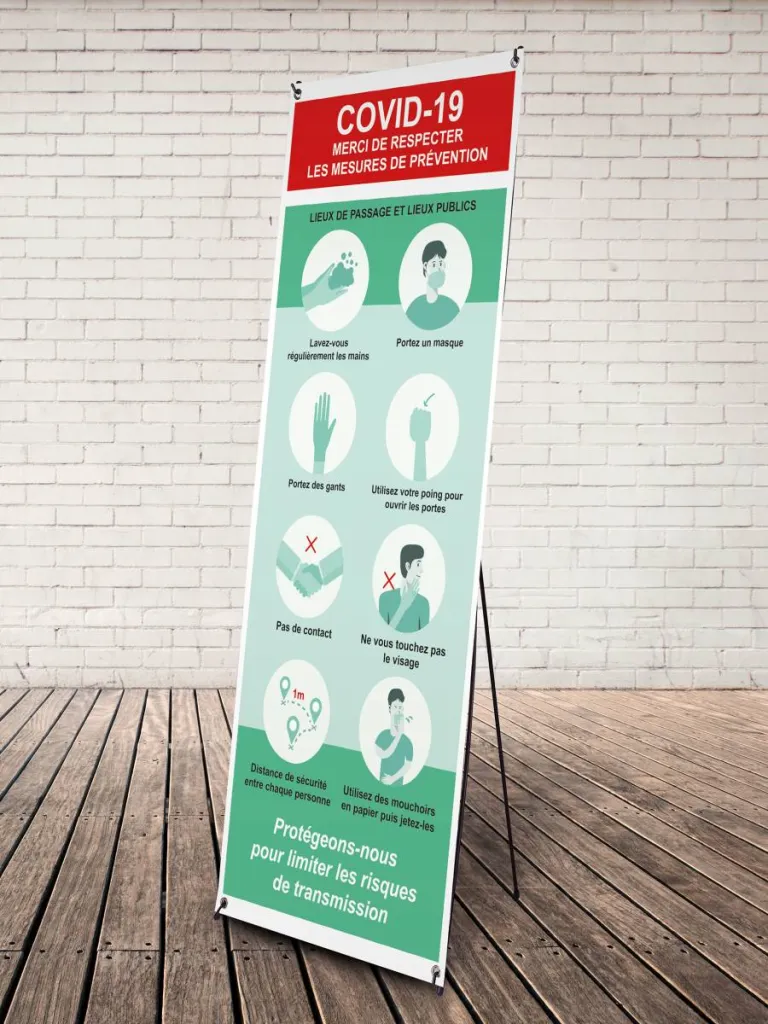 its arts graphiques; Aubagne; x-banner ; affichage des consignes