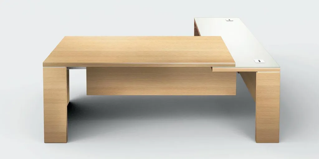 Bureau direction bois Kara avec retour plateau Verre à Alès dans le GARD.