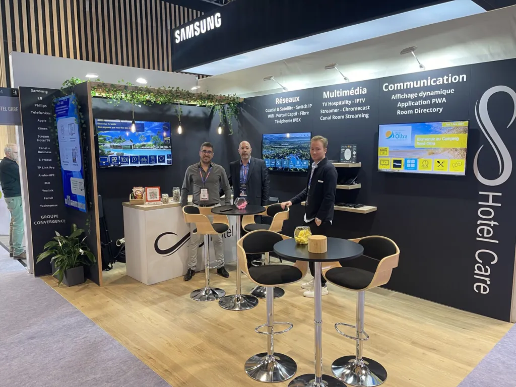 Salon Equip Hotel 2024, retrouvez Hotel Care au stand h7-03-54  pour découvrir toutes nos solutions TV, Wifi, logiciel IPTV