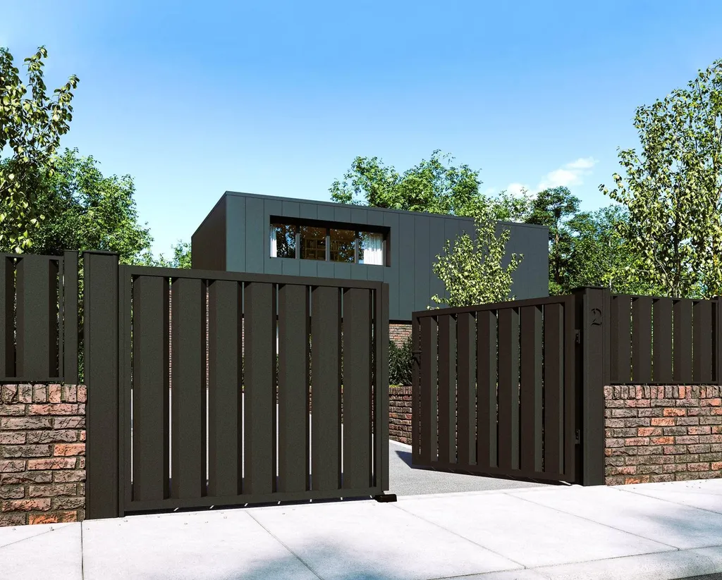 Portail aluminium moderne lames verticales