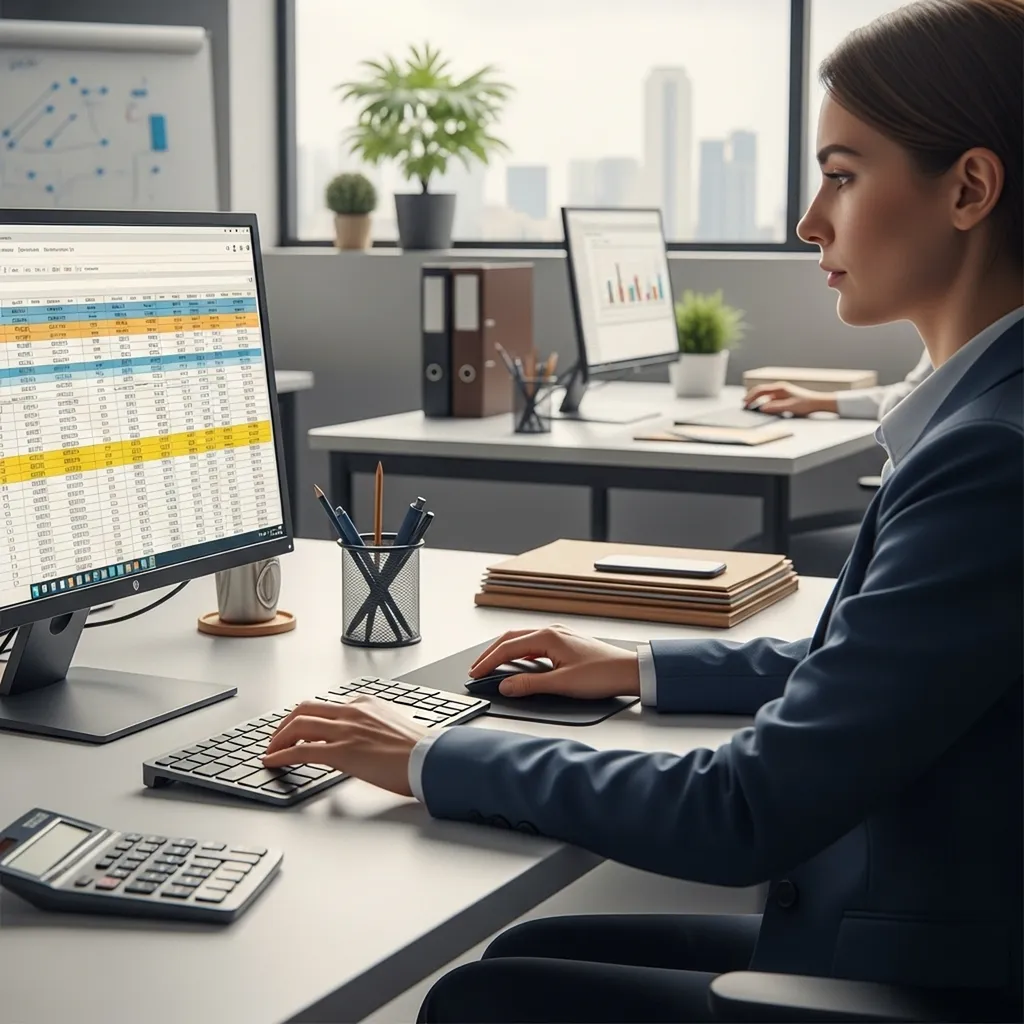 Assistant comptable H/F en train de saisie des données 