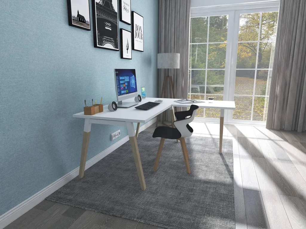 Bureau rectangulaire avec piétements métal et bois-Aménagement de bureaux à Marseille