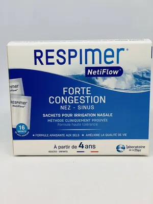 RESPIMER nez bouché, irrigation nasale en pharmacie kit et recharges