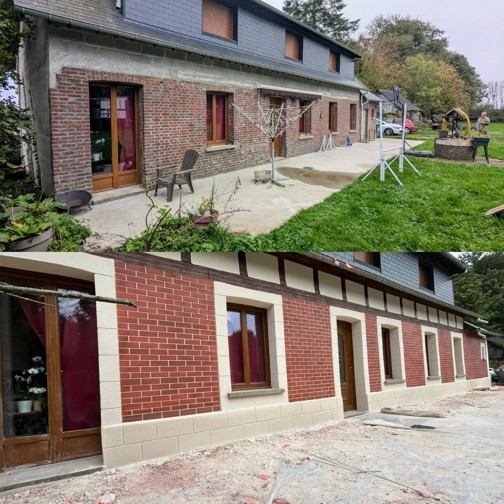 Artisan pour ravalement de façade maison en brique au Havre 76 - Devis gratuit : Redonnez du charme à votre façade vieillissante avec le ravalement aspect brique, un savoir-faire unique en Normandie
