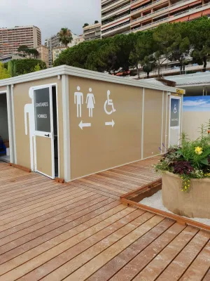 Location de sanitaires évènementiels modulables sur la plage du Lavrotto à Monaco