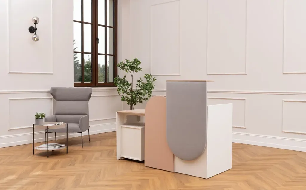 Banque d’accueil Vaero design ergonomique pour entreprises dans la région PACA bureaux modernes réception professionnelle solution personnalisée