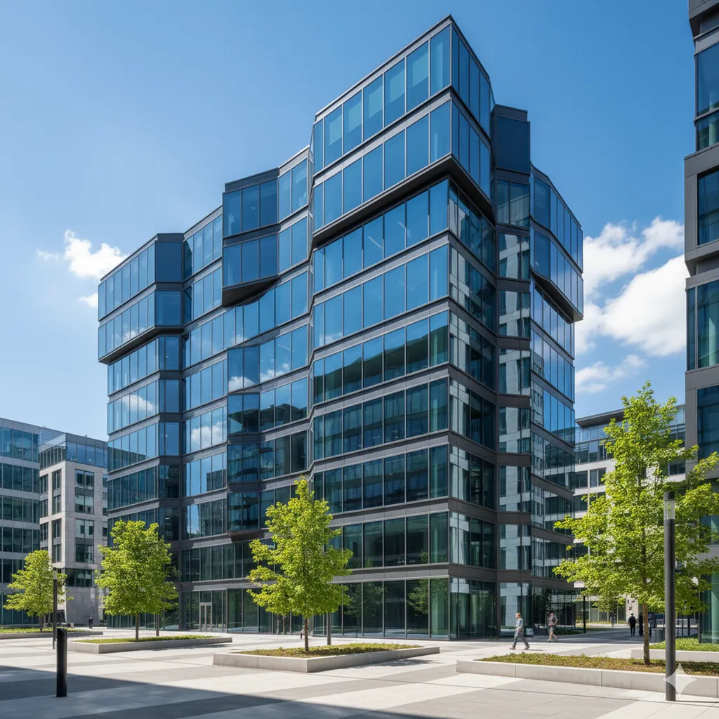 mur-rideau avec vitrage extérieur parclosé