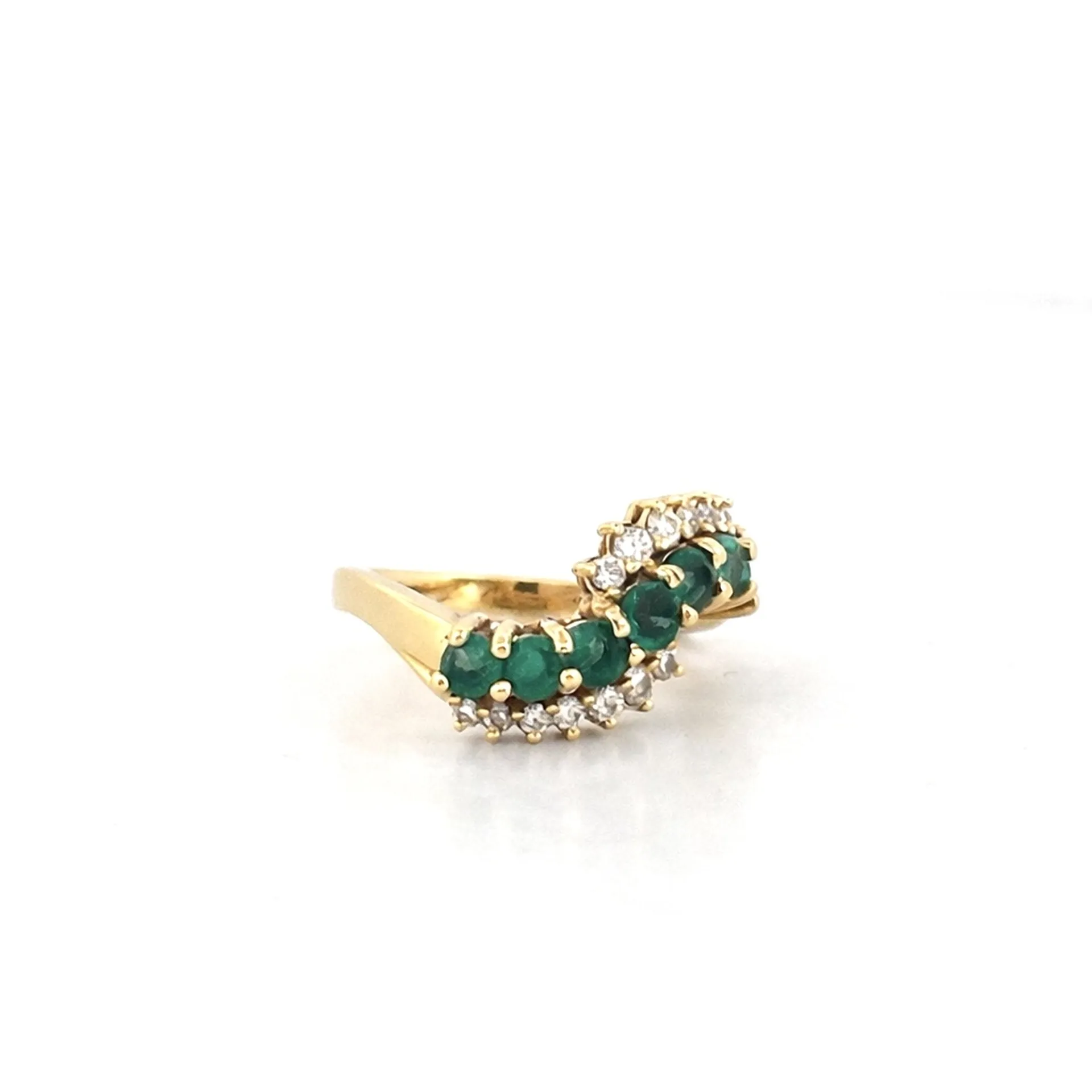 Bague en or 750 avec émeraudes naturelles et diamants brillants dépôt vente Or Ligne à La Teste sur le Bassin d’Arcachon