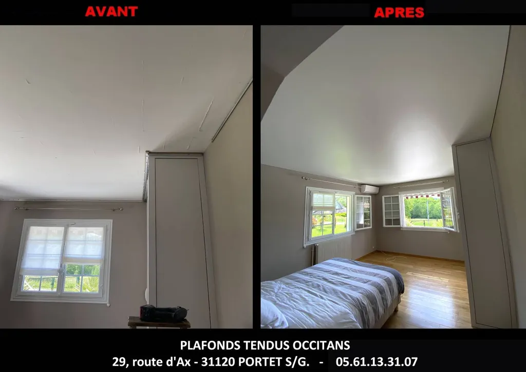 AVANT / APRES plafond tendu Pau - Plafonds Tendus Occitans Toulouse