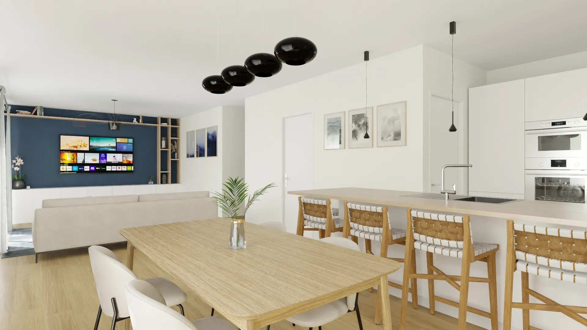 Modèle de maison carré de 90 m² avec garage de 15 m²