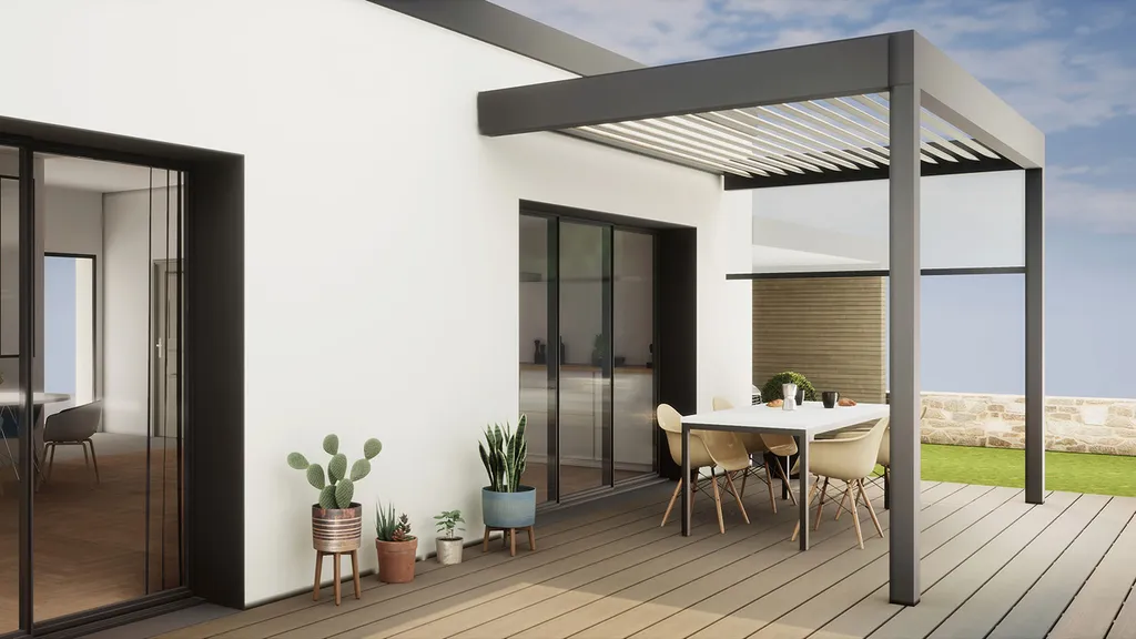 Installation de pergola bioclimatique aluminium à Bayonne sur mesure pour aménagement extérieur haut de gamme