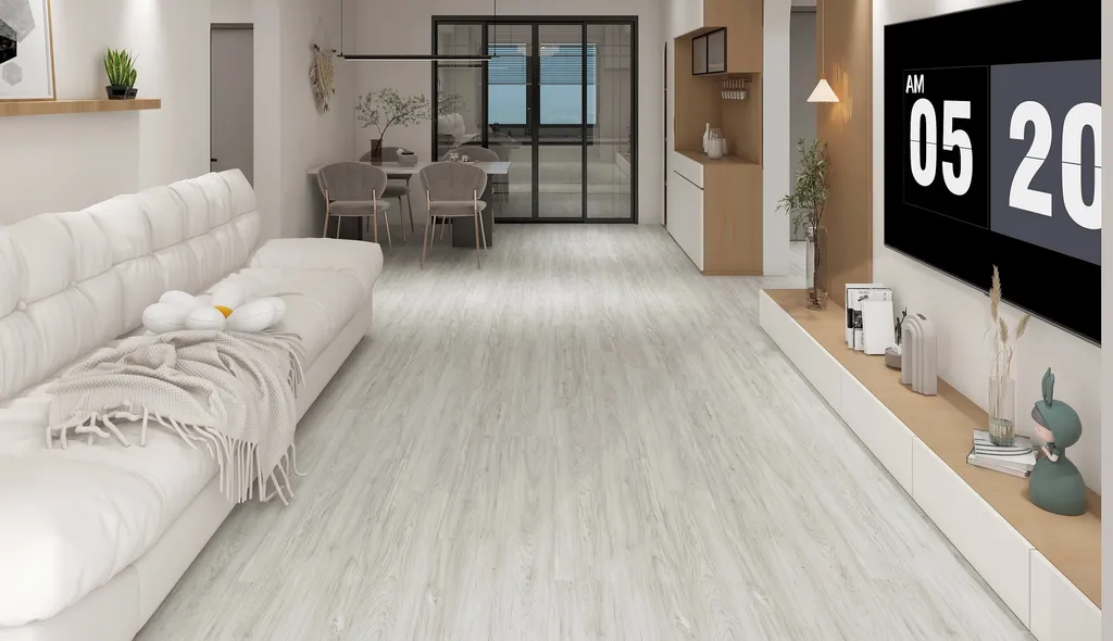 sol pvc aspect bois gris clair