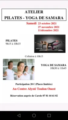 Atelier pilates et yoga de Samara à Toulon ouest avec votre coach sportif Carolyn 