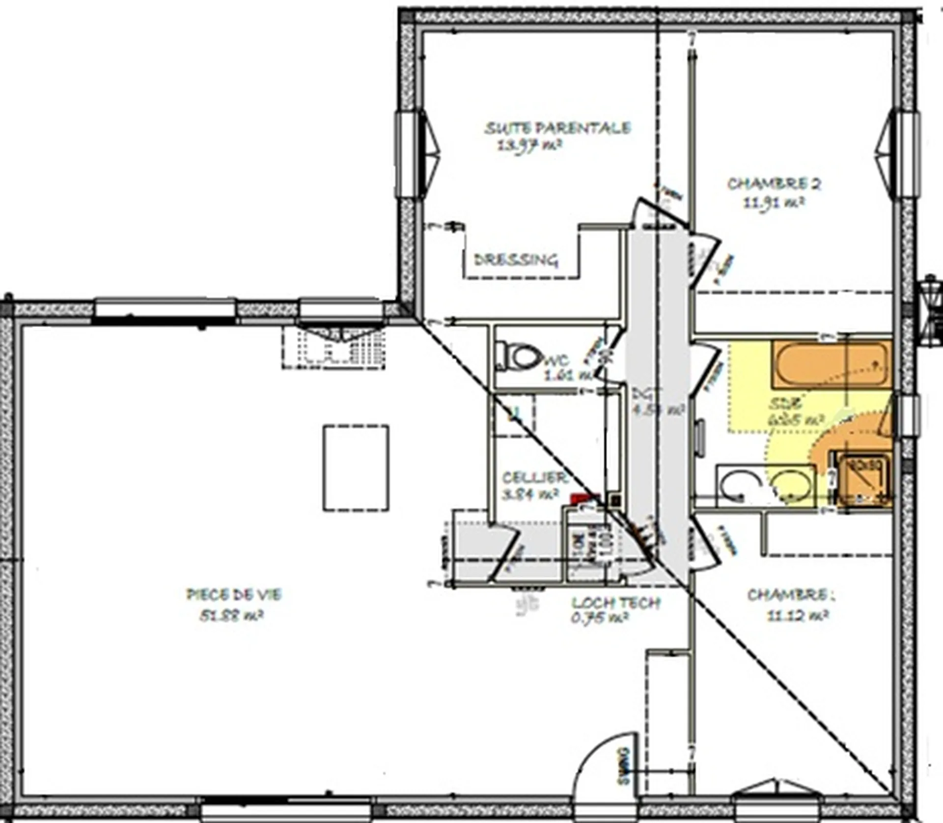 Maison en L de 106 m²
