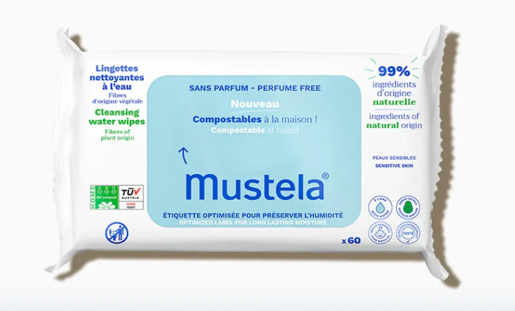 Lingettes nettoyantes pour bébé de la marque MUSTELA