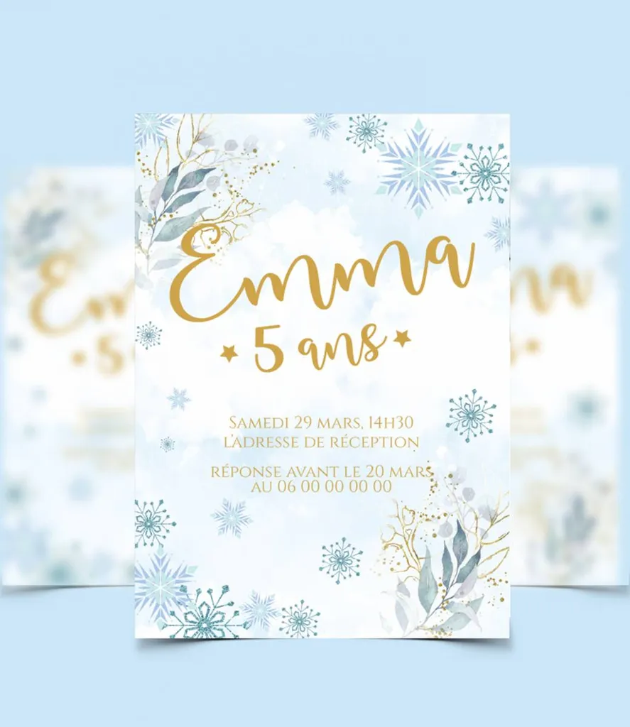 carton invitation anniversaire marseille theme neige