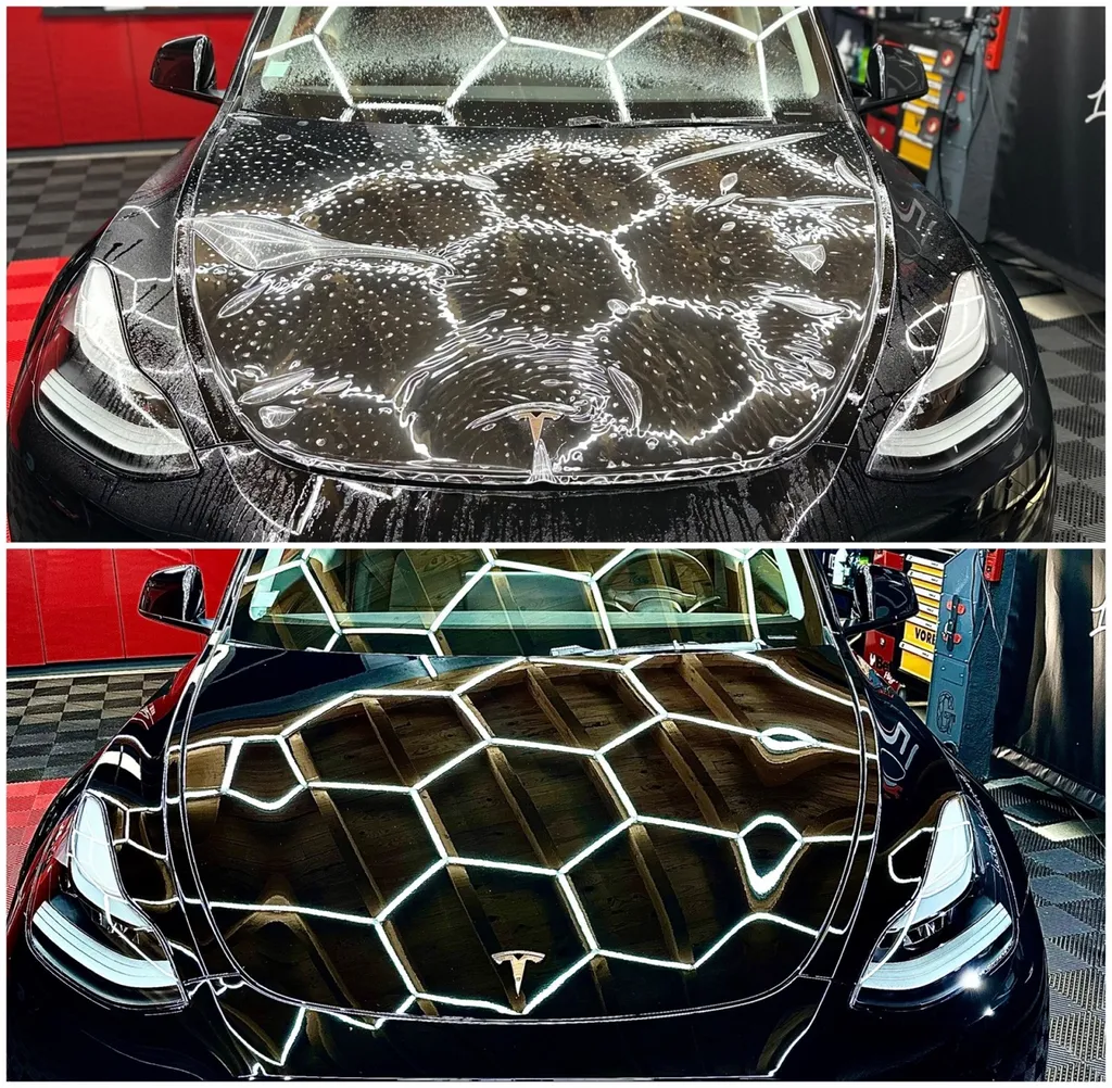 Protection carrosserie PPF Lyon plus traitement céramique carrosserie Tesla model Y Perf 