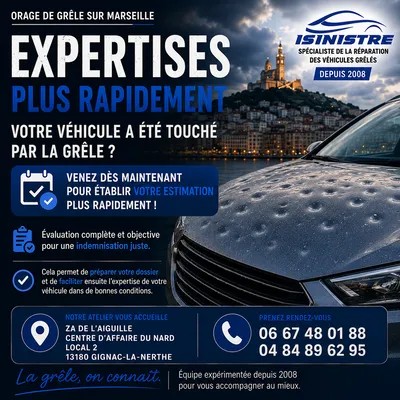 Démarrage des expertises et réparations de véhicules endommagés par la grêle du 25 juillet à Marseille et dans les Bouches-du-Rhône