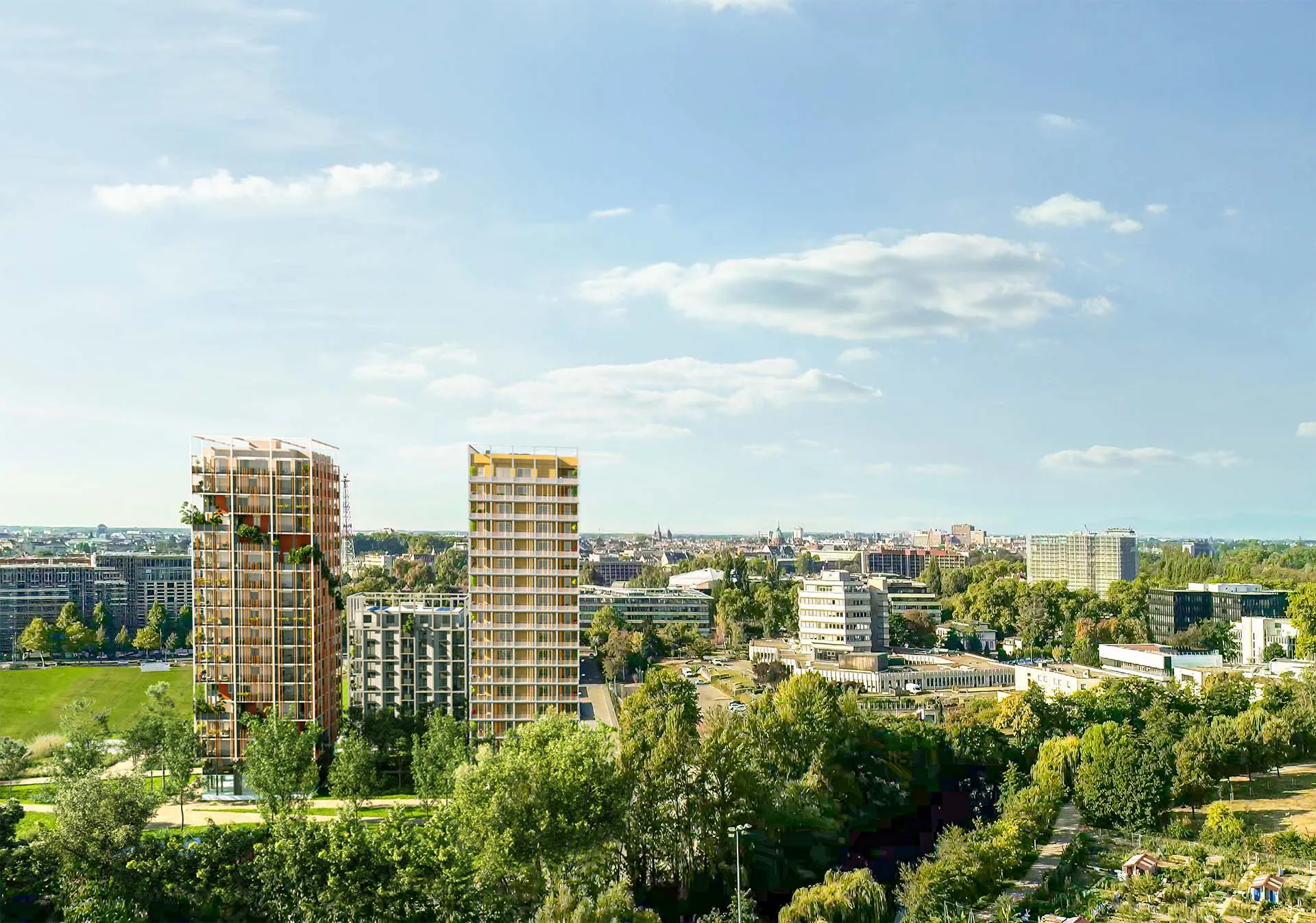 Appartements neufs à Strasbourg-Wacken avec terrasses et espaces verts — résidence haut de gamme RE 2020 à deux pas du Parlement Européen