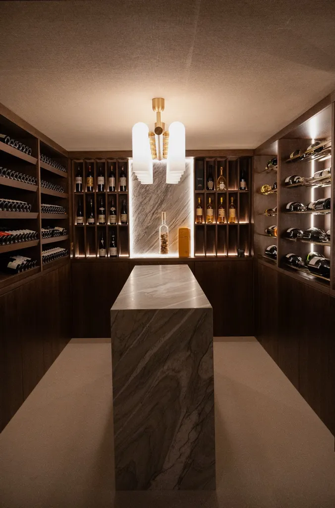 Cave à vin sur mesure en chêne massif au design contemporain à Veyrier-du-Lac en Savoie