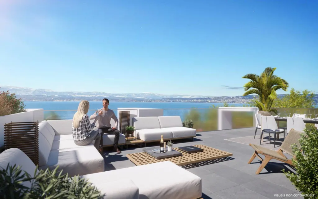 Résidence de standing avec des appartements ouverts sur le Lac Léman et les Alpes à Évian-les-Bains près de la Suisse