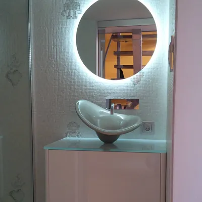 miroir rond rétroéclairage led salle de bain lyon