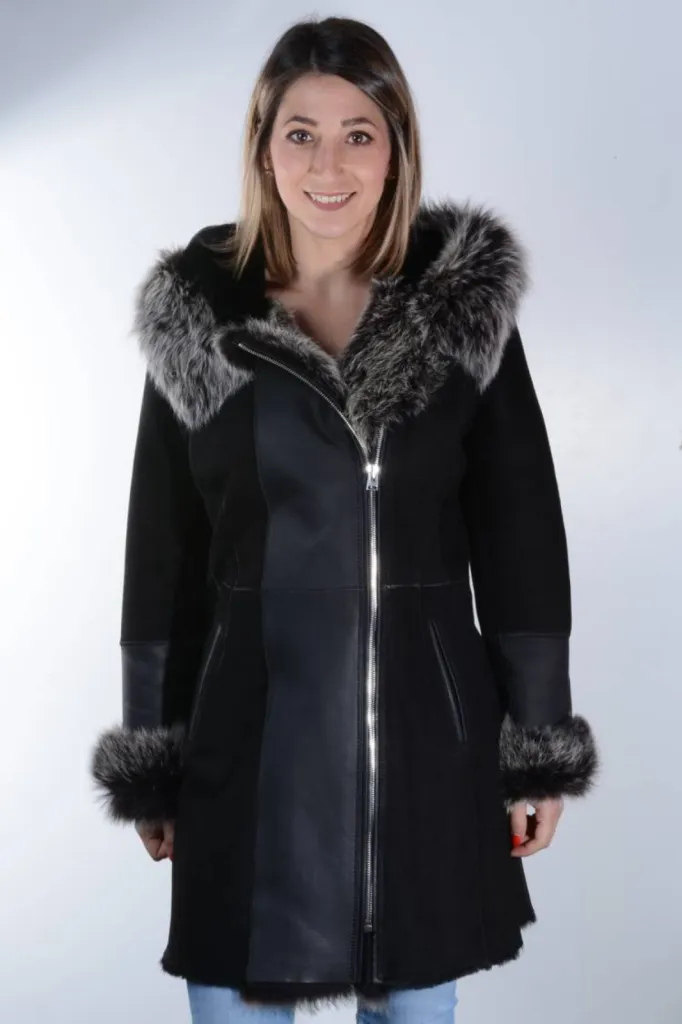 manteau peau lainée Giorgio femme