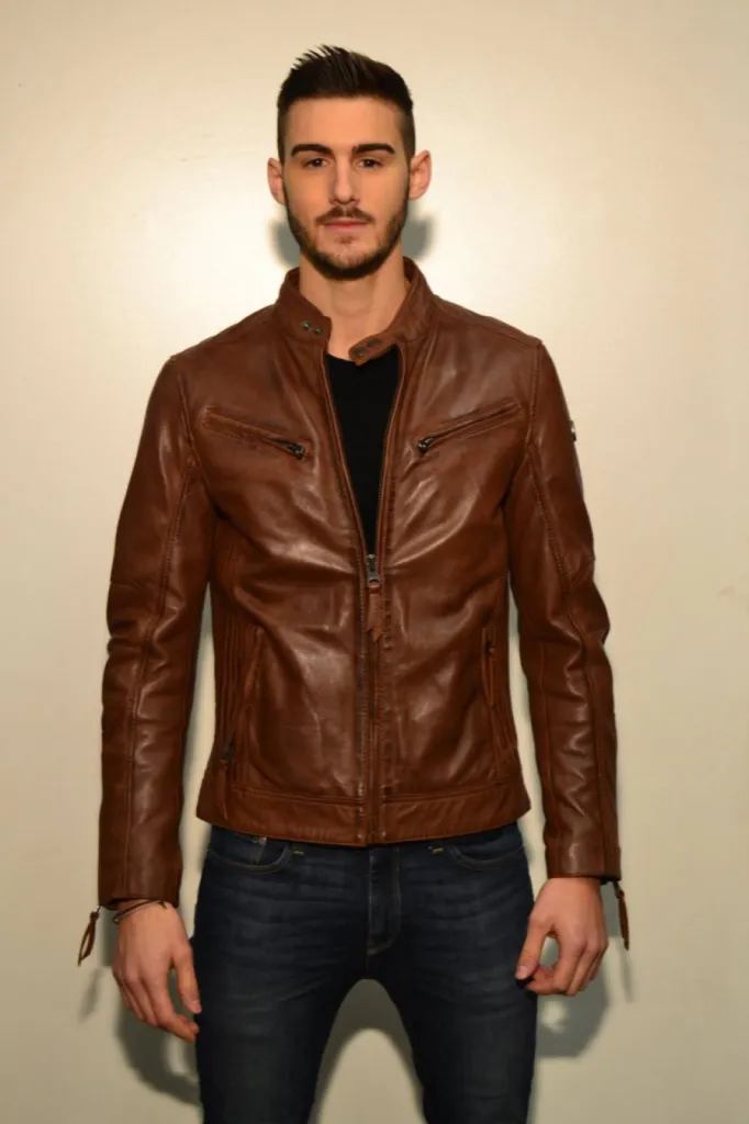 blouson cuir marron cognac Redskins homme