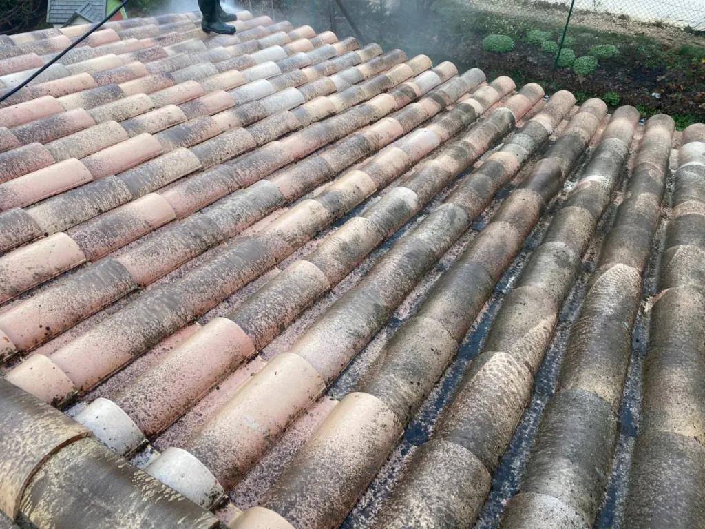 nettoyage de toiture en cours sur Sausset-les-Pins 13960