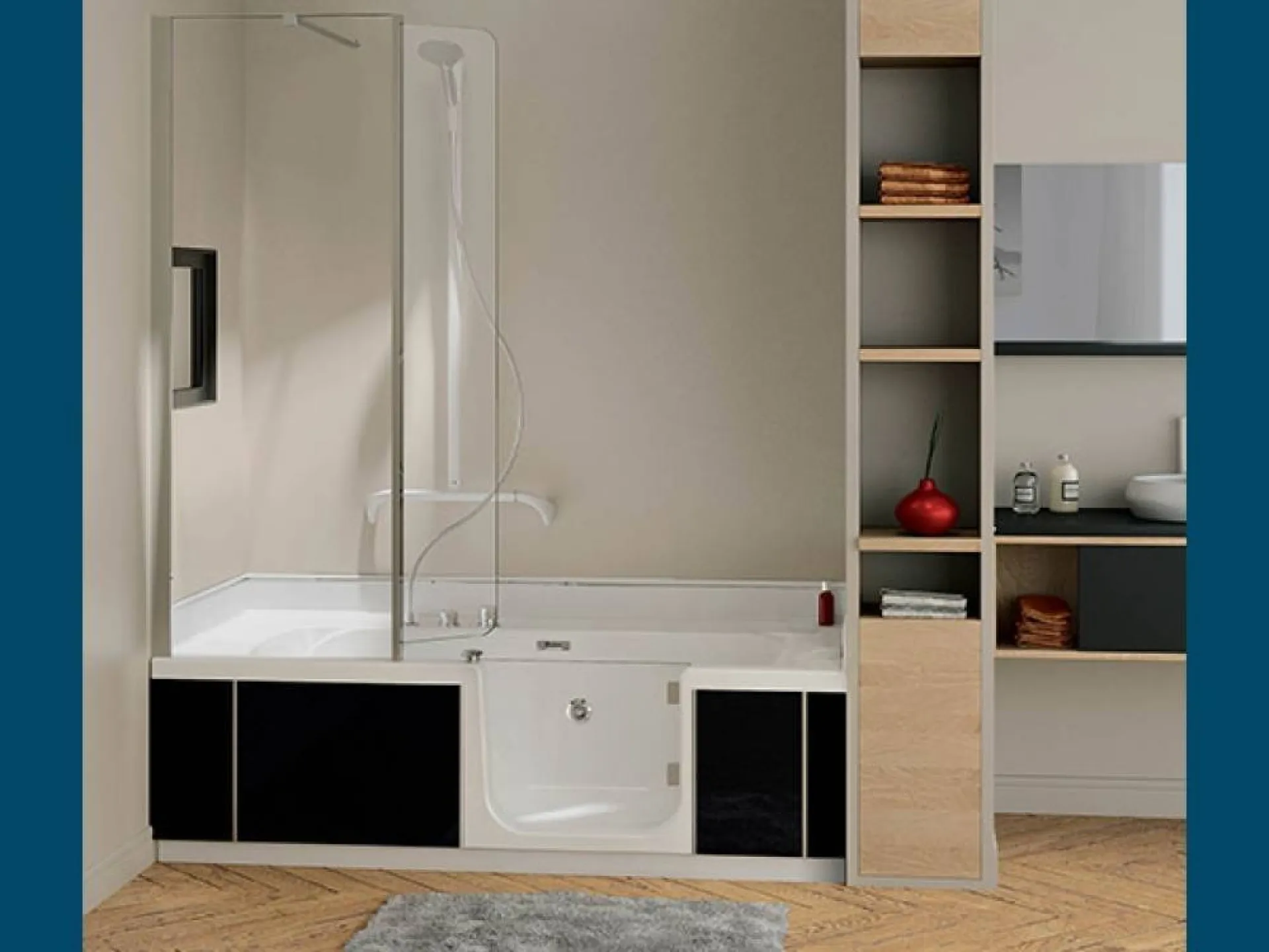 Baignoire à porte combiné douche