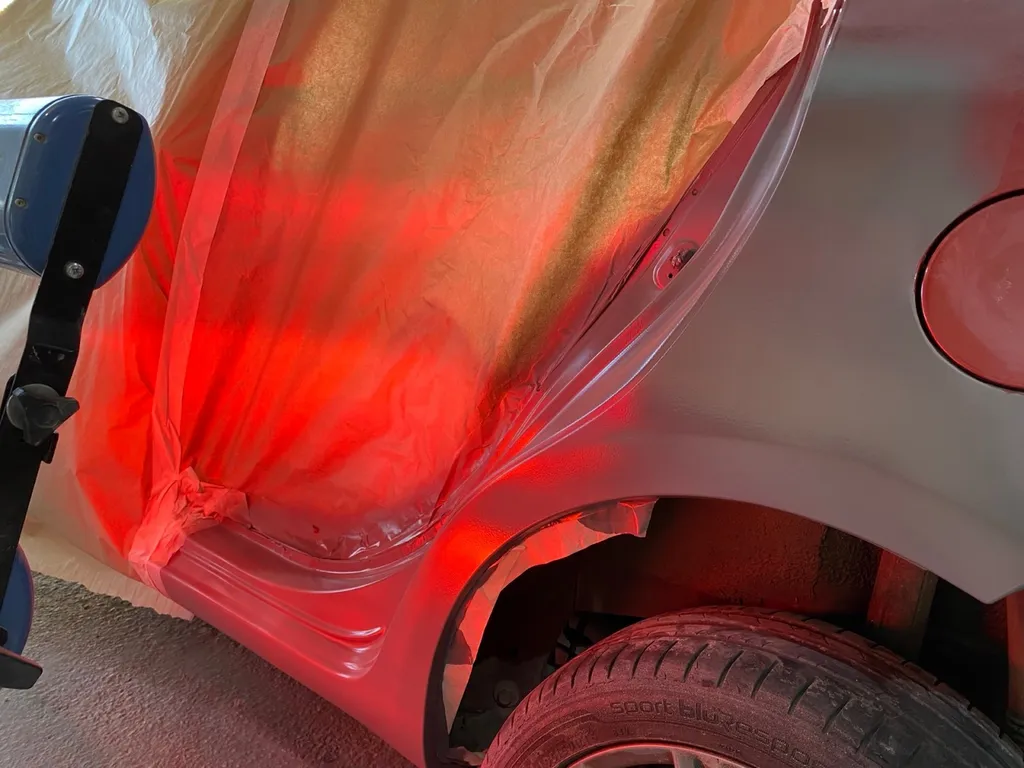 Réparation suite à un accrochage avec remplacement de l’aile arrière de cette Toyota Yaris