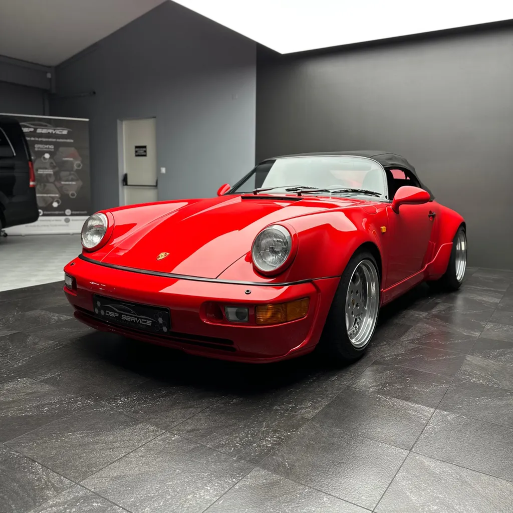 Pose d'un film de protection PPF sur une Porsche 964 Speedster proche du Mans (72)