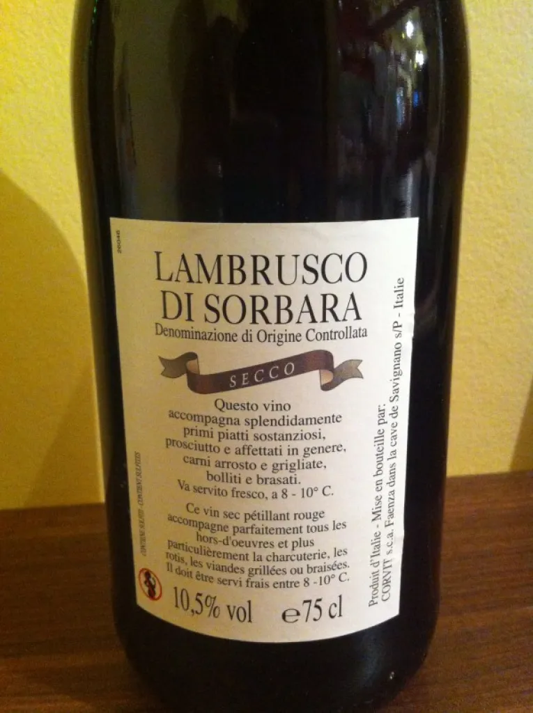 Lambrusco di Sorbara, vin pétillant