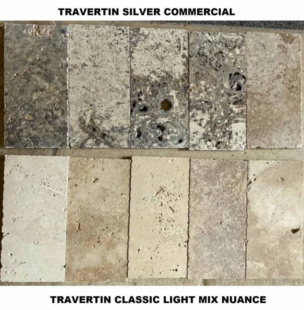 Travertin beige et gris Silver pour comparaison échantillon