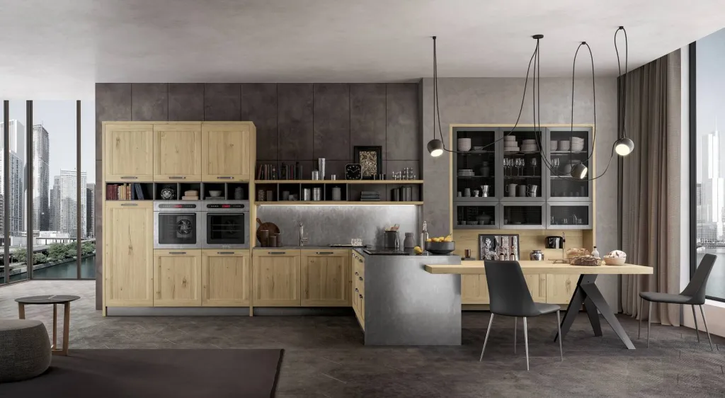 Cuisine style industriel Vintage en bois est à Bandol