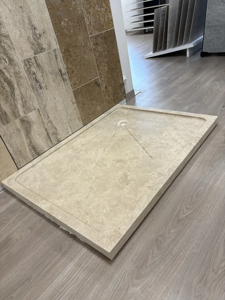 BAC A DOUCHE  - RECEVEUR DE DOUCHE TRAVERTIN BEIGE  RAINURE  120X90X5 CM 