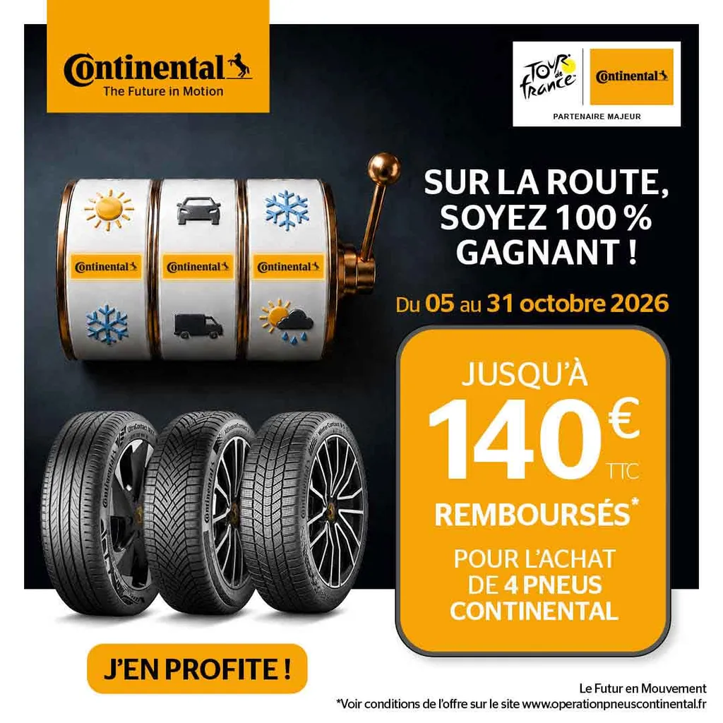 Pneus Continental à prix imbattables à La Frénaye : jusqu’à 140 € remboursés chez Caudebec Automobiles by Myauto.fr