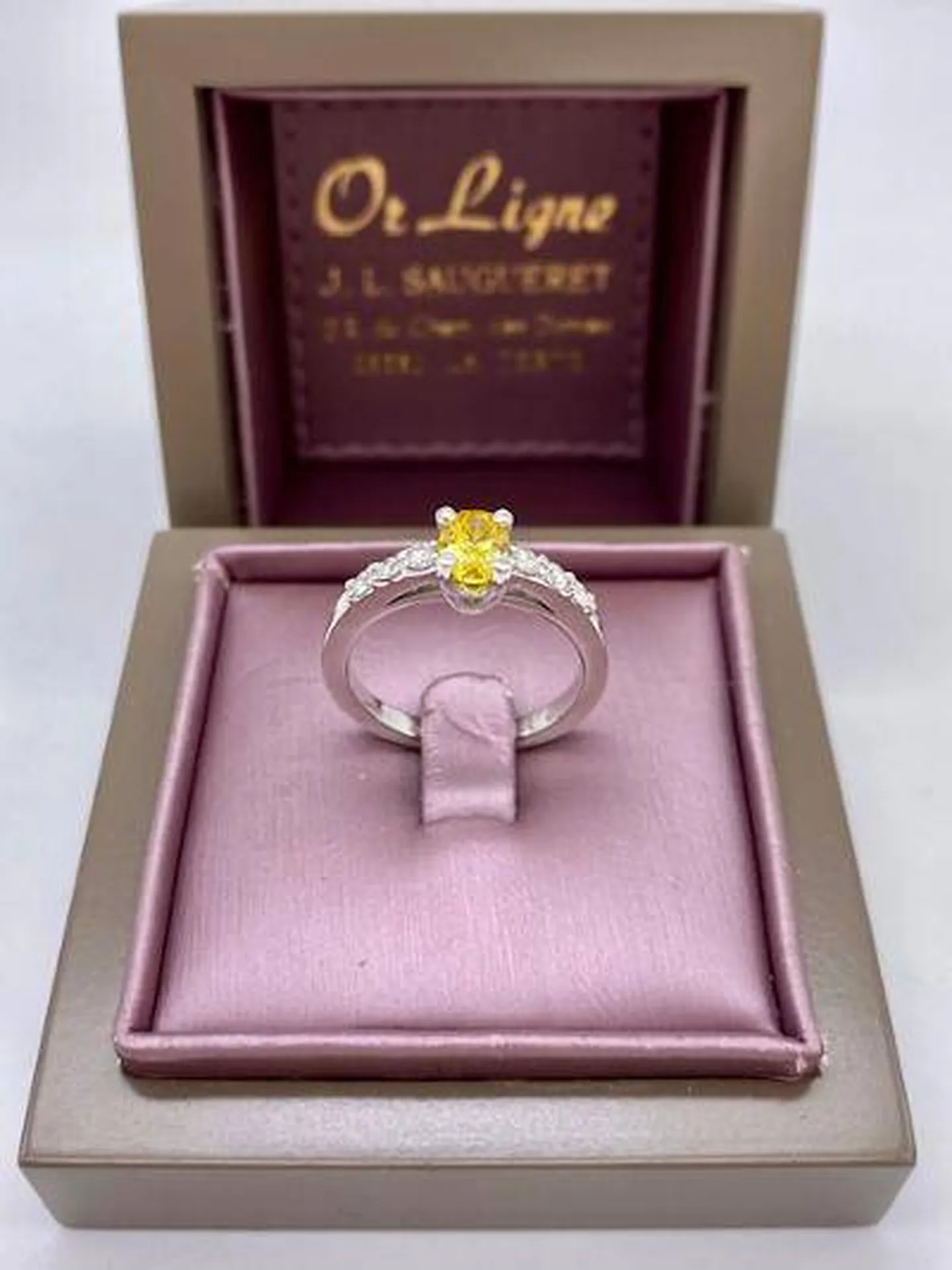 Bague or blanc 750/1000ème diamant jaune occasion Or Ligne La Teste Bassin d'Arcachon