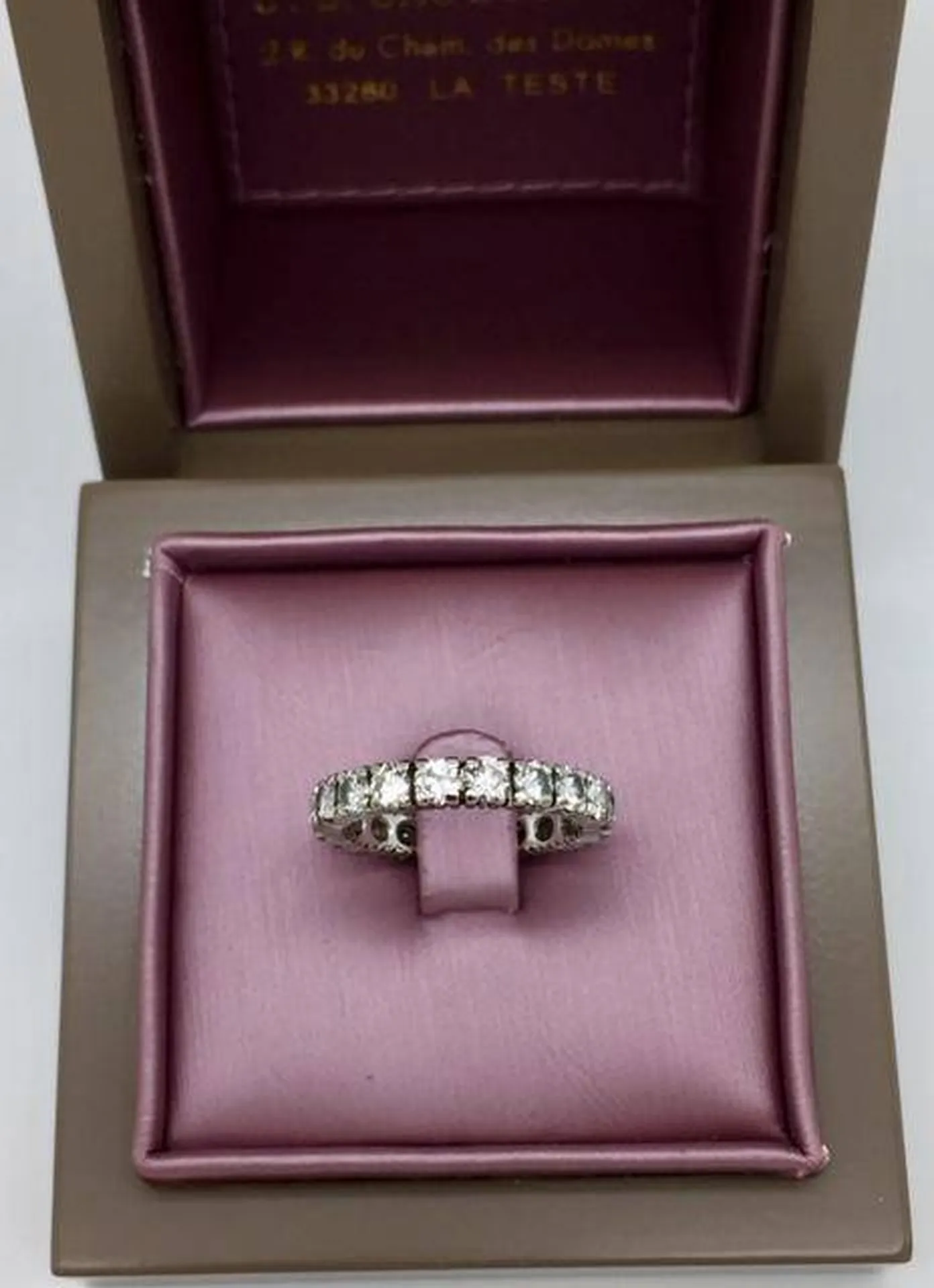 Bague tour complet or blanc 750/1000ème et diamants occasion Or Ligne Biscarrosse Bassin d'Arcachon