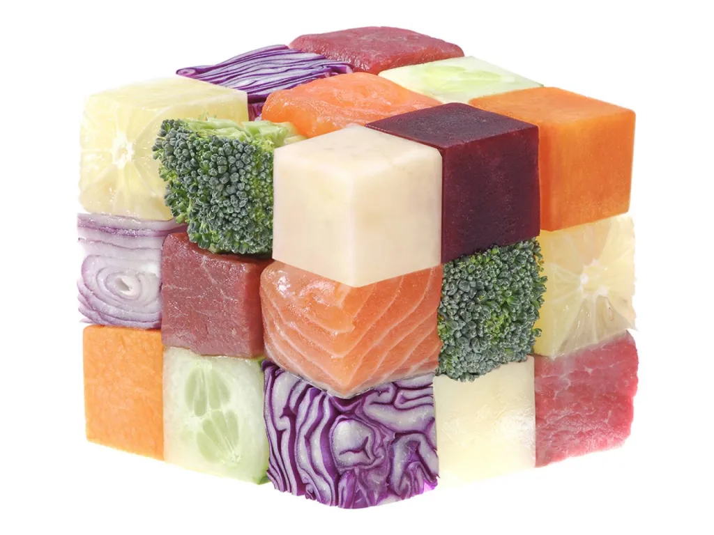 photographe packshot produit à Lyon cube de légumes poissons viandes couteau céramique ROZ