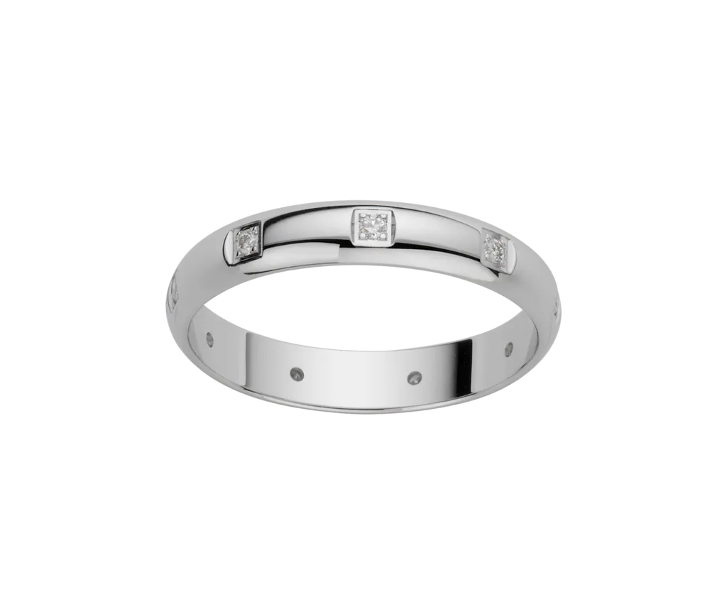 alliance 9 diamants or gris