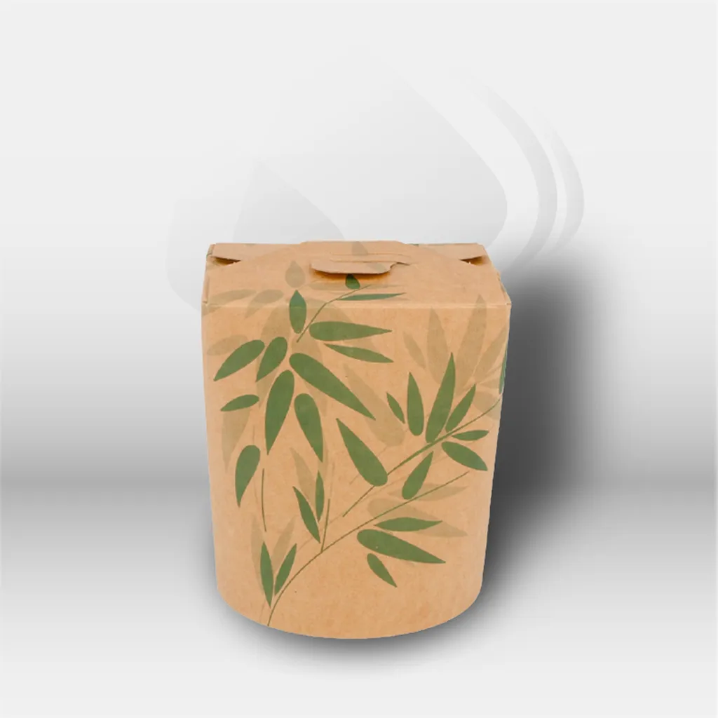 Pot à pâtes en carton Feel Green 780 ml Garcia de Pou écologique et micro-ondable pour restauration professionnelle, idéal pour pâtes, plats cuisinés et vente à emporter, résistant aux graisses et pratique pour le transport et le réchauffage – disponible 