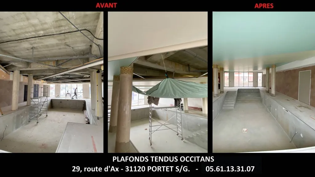 AVANT / APRES plafonds tendus acoustiques satinés - Résidence sénior GAILLAC OTEIS by Plafonds Tendus Occitans Toulouse