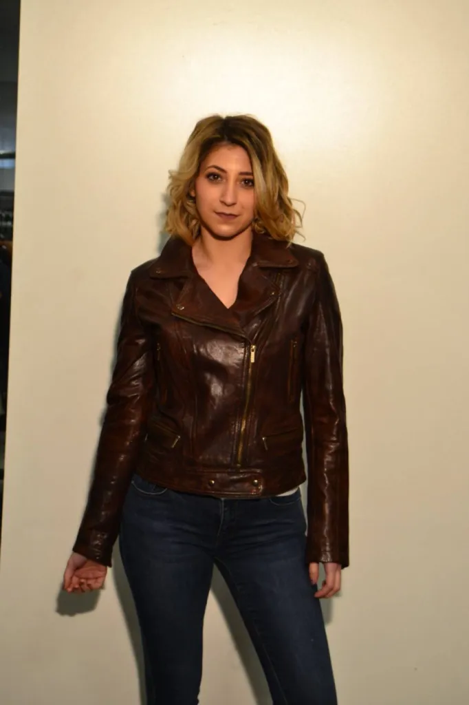 blouson perfecto cuir marron femme