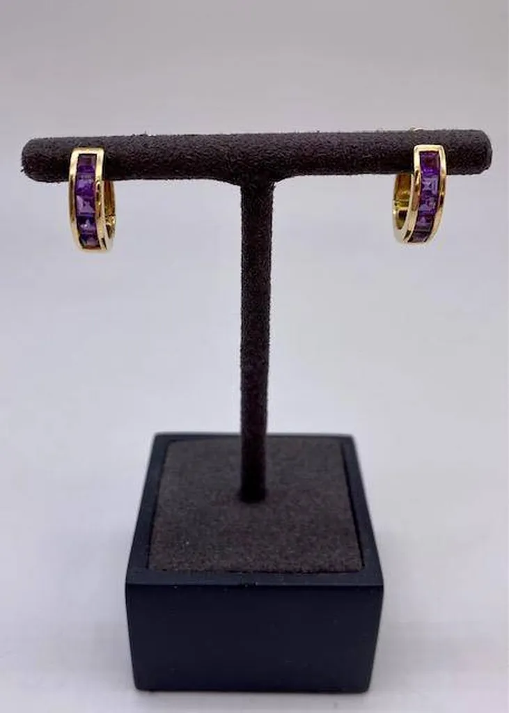 Boucles d'oreilles or 750/1000ème et améthystes occasion Or Ligne La Teste Bassin d'Arcachon