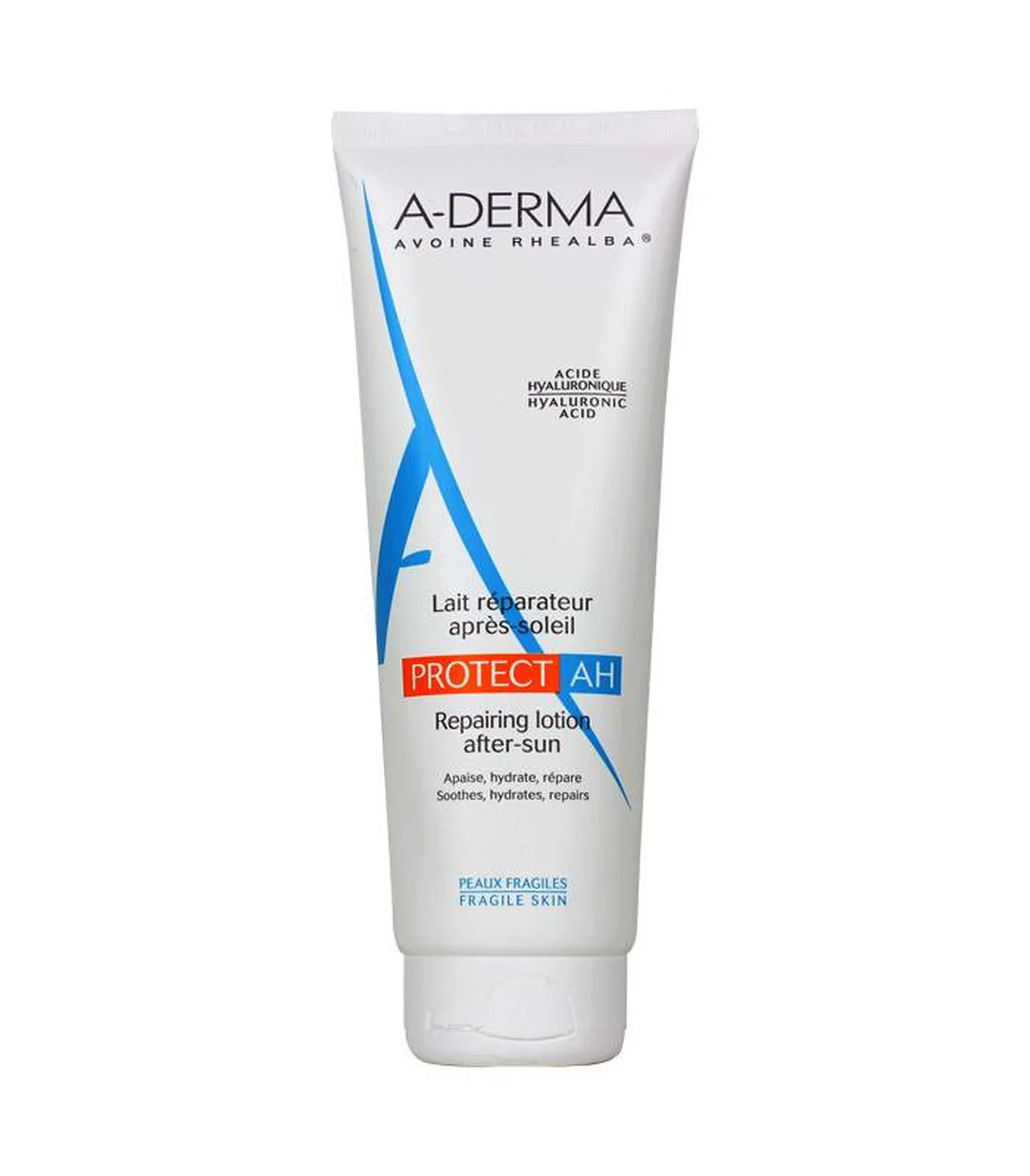 A Derma lait réparateur après-soleil à base d'acide hyaluronique et de lait d'avoine pour les peaux fragiles