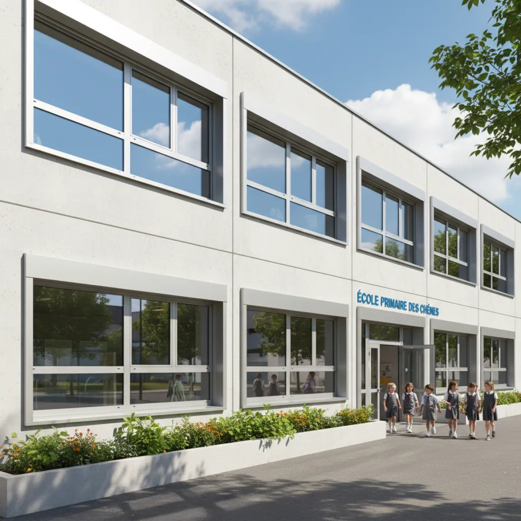 école élémentaire équipée de fenêtre à double vitrage