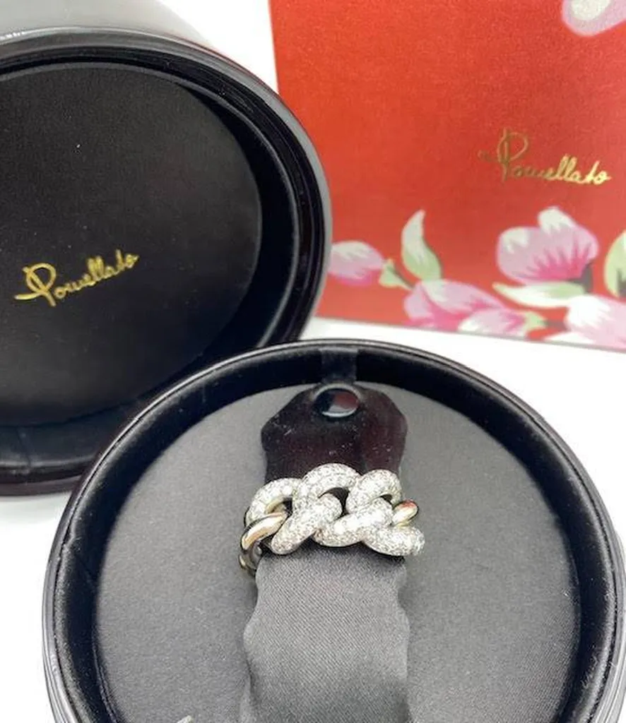 Élégance Intemporelle : Découvrez la Bague Pomellato Catene en Or Blanc et Diamants chez Or Ligne à La Teste de Buch 