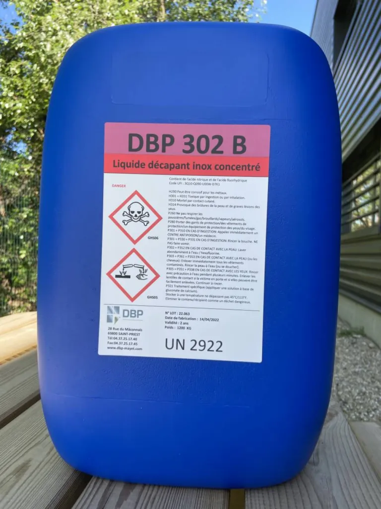 DBP 302 B - Produit décapant pour traité les surfaces en inox par immersion dans des bains de décapage - Finistère (29)